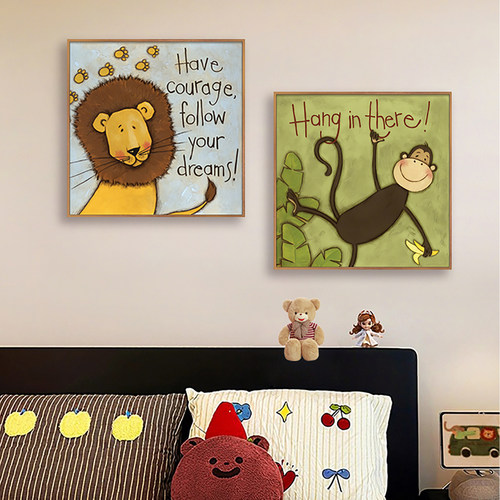 现代简约卡通动物儿童房装饰画