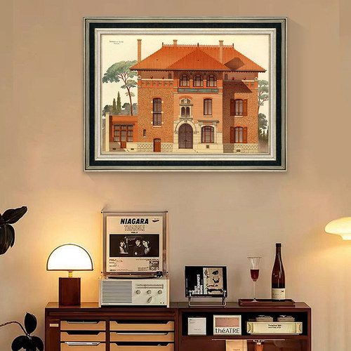 欧式建筑风景客厅装饰画书房壁画