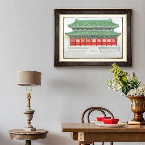 中国建筑客厅沙发背景墙装饰画