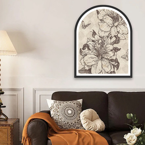 法式中古风拱形客厅装饰画餐厅画