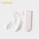 透气中幼童甜美袜提花四双装 巴拉巴拉女童袜子儿童网眼袜夏季 薄款