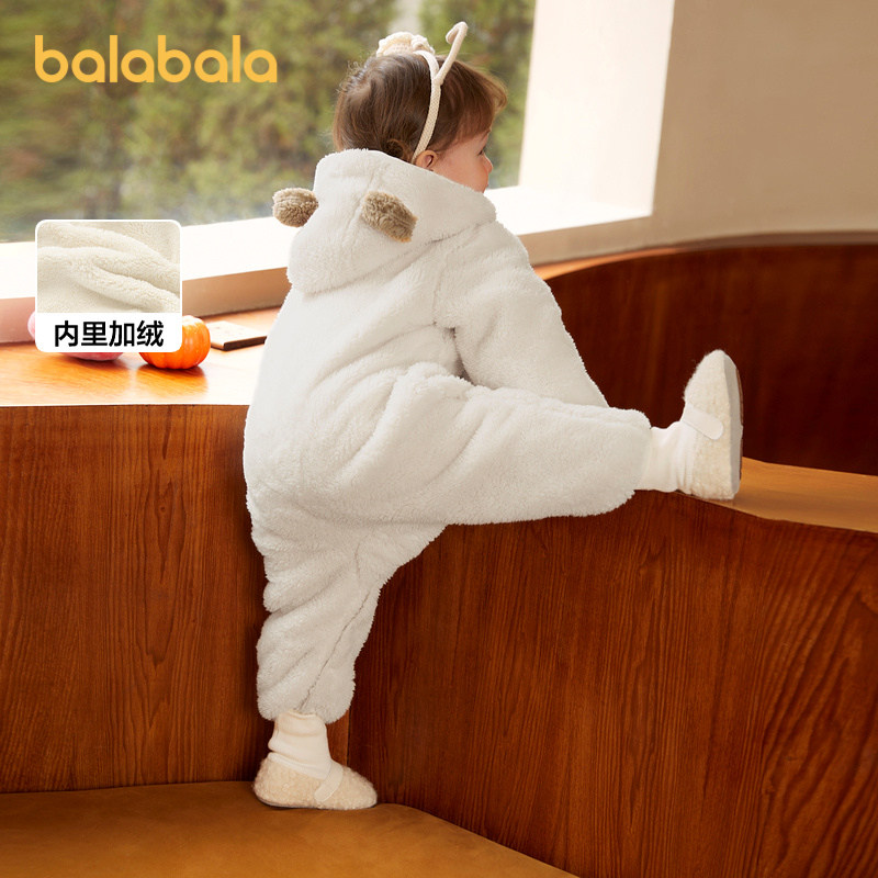 巴拉巴拉连体衣婴儿秋冬装外出宝宝抱衣哈衣爬服珊瑚绒2025新款萌