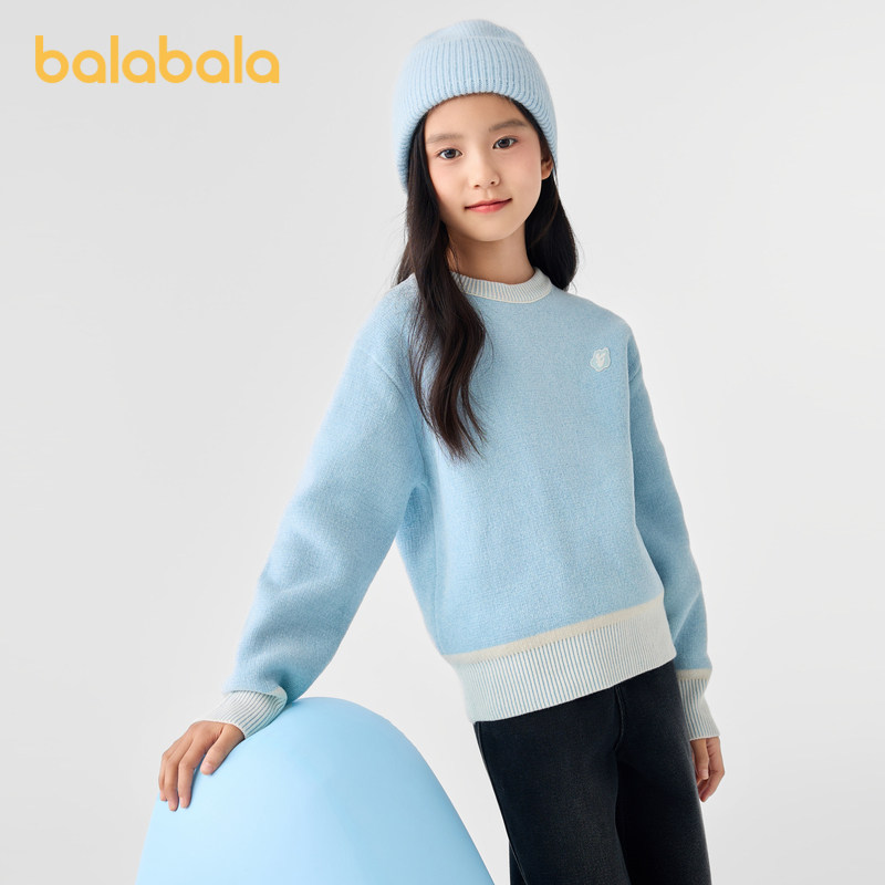巴拉巴拉童装毛衫秋冬圆领套头撞色毛衣时尚洋气针织衫甜美绣花章,童装/婴儿装/亲子装,毛衣/针织衫,淘宝优惠券,粉丝福利购,淘宝优惠卷