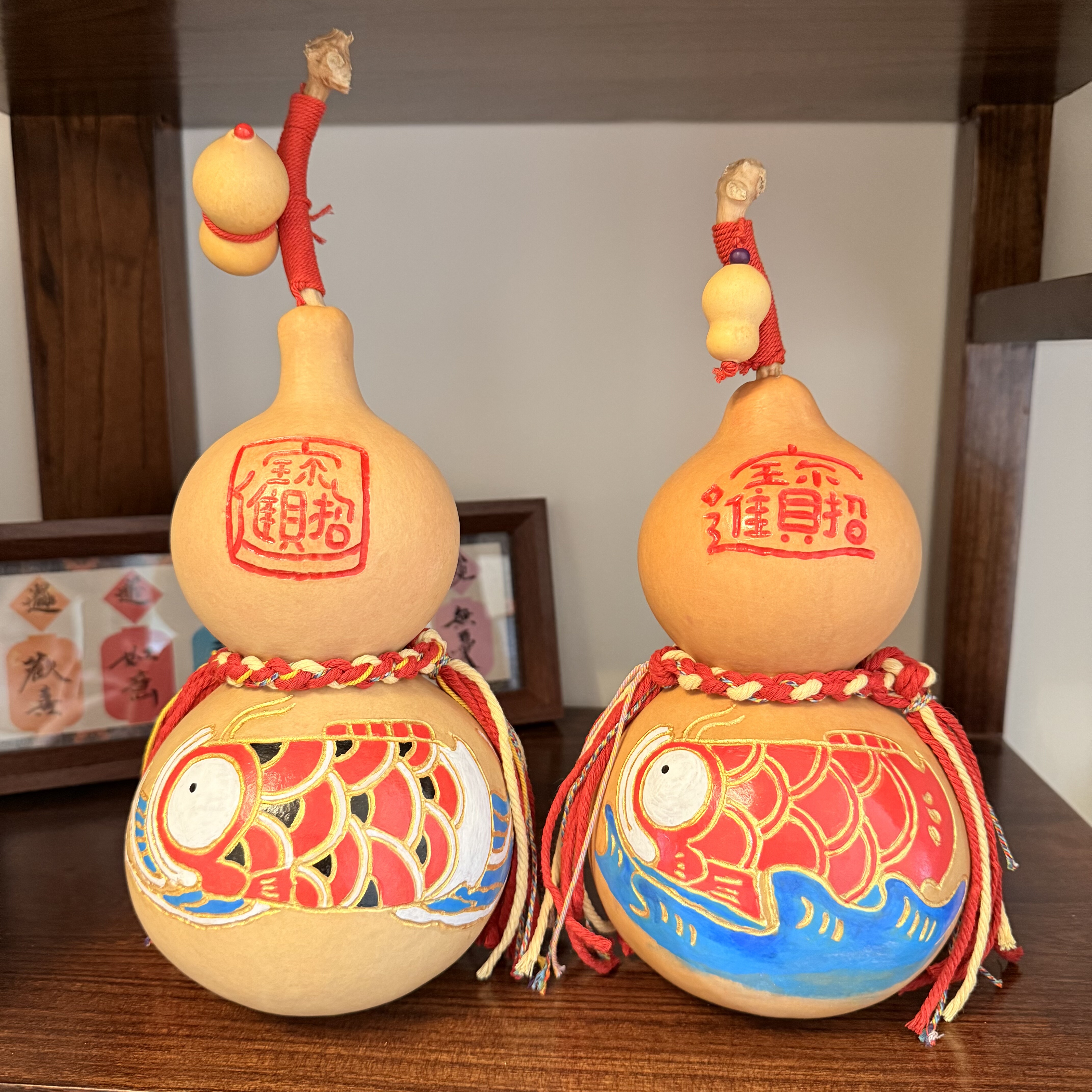 非遗手工雕刻彩绘金龙鱼大葫芦摆件开业办公转运招财进宝创意礼品