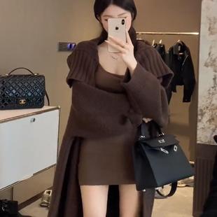 开衫 大码 胖mm慵懒风气质显瘦中长款 软糯毛衣针织外套女秋冬季 新款