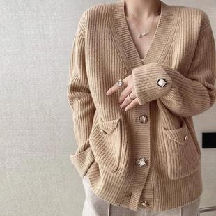 胖妹妹高级感慵懒开衫 2024年秋冬季 女装 新款 毛衣女针织外套女 大码