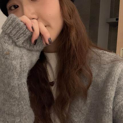 大码高级感气质长袖针织开衫女秋冬胖mm慵懒风中长款过膝毛衣外套