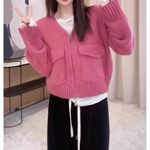 大码胖mm2024秋冬季新款胖妹妹设计感刺绣小花朵简约长袖针织毛衣