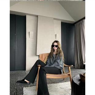 上衣 大码 女装 2024年秋冬季 胖MM高级设计感不规则软糯灰色毛针织衫