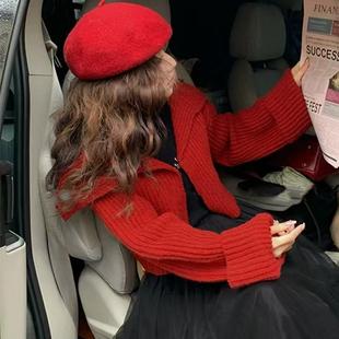 加厚针织开衫 胖妹妹慵懒风韩版 大码 女秋冬季 毛衣外套 百搭时尚 短款