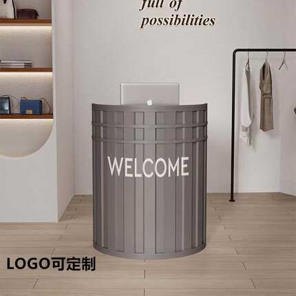 小型收银台吧台商铺迎宾接待台前台导购台服务咨询台圆弧形小柜台