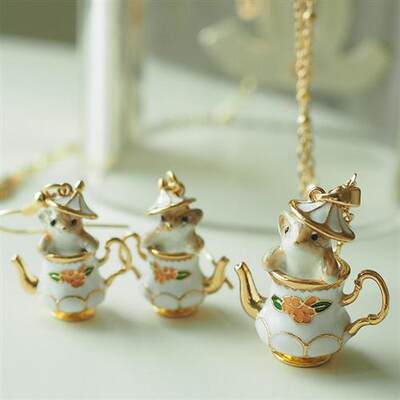 New rendy Creative Gold Plated Enamel Tea Cup Chipmunk Earri