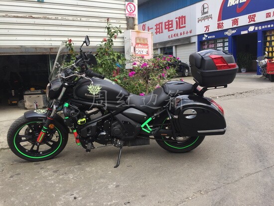 周红边箱适用于川崎小火神650摩托车防撞专用边架+大哈雷大边箱