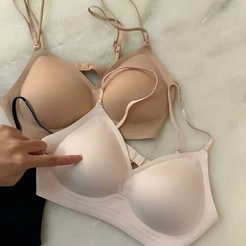 无痕奶皮内衣女小胸聚拢显大上托舒适无钢圈细肩带美背显瘦文胸罩