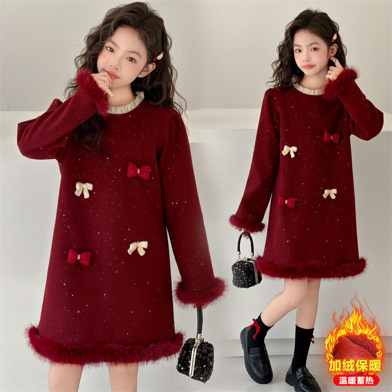 女童毛呢裙秋冬款生日礼服裙大童小香风超好看加厚加绒撒银连衣裙,童装/婴儿装/亲子装,连衣裙,淘宝优惠券,粉丝福利购,淘宝优惠卷