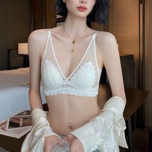 纯欲性感蕾丝超薄三角杯内衣女夏季网纱薄款透气小胸无钢圈文胸罩