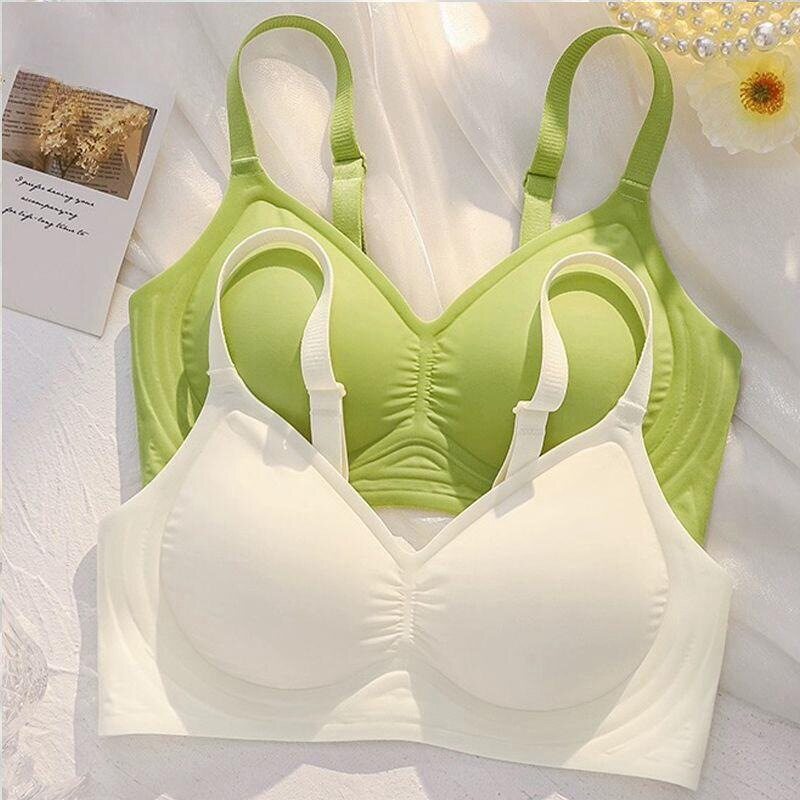 简约女士内衣薄款无痕聚拢收副乳防下垂无钢圈文胸调整褶皱款943