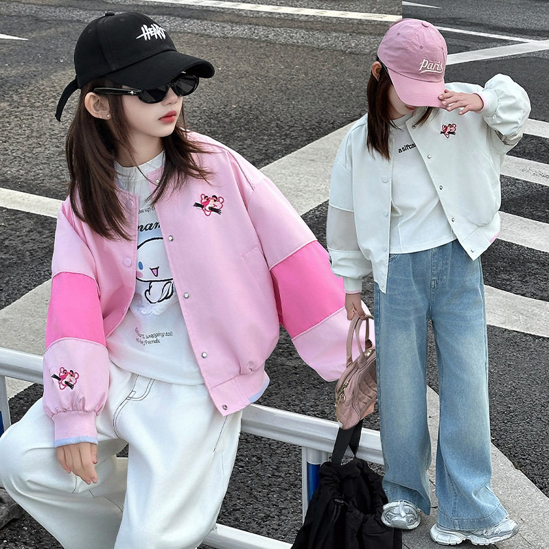 女童棒球服外套春秋款2026新款洋气儿童春装女孩网红时髦夹克上衣