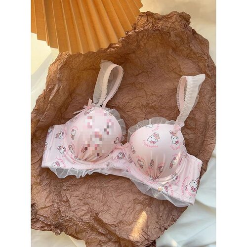 少女薄款甜美可爱无钢圈内衣女小胸聚拢纯欲收副乳防下垂文胸套装