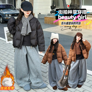 女童短款棉服2025新款中大儿童洋气时髦面包服加厚棉衣外套冬装潮