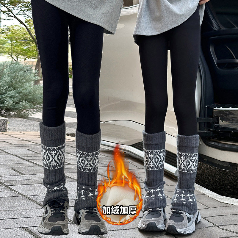 跨境女童加绒打底衫2026新款儿童冬季外穿大童时髦一体绒加厚裤子