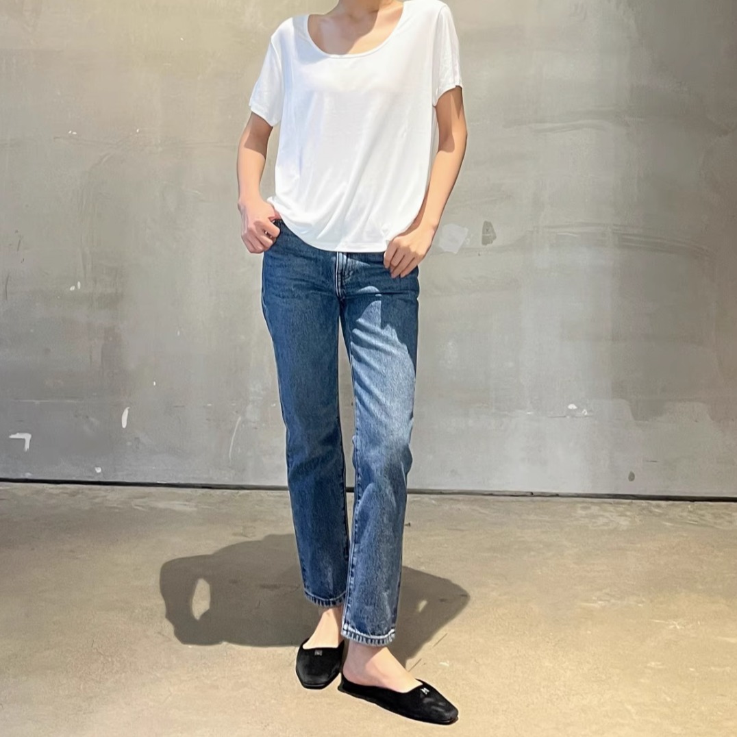 沃伦海龙常规直筒长裤蓝色牛仔裤