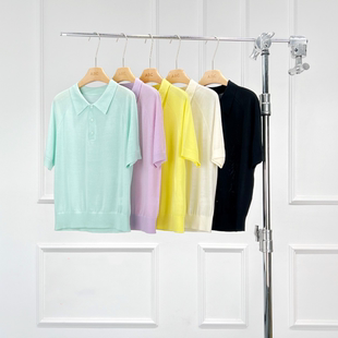 沃伦海龙 | Just Polo春夏亲肤打底衫气质Polo领羊毛短袖针织衫女