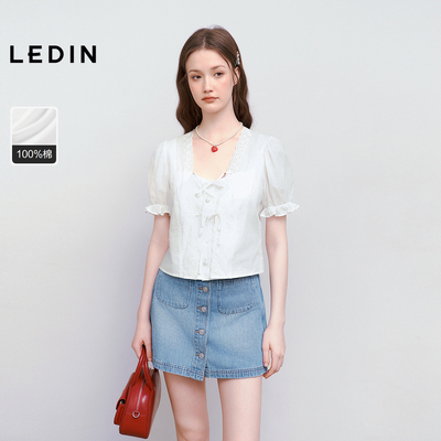 【商场同款】乐町法式泡泡袖上衣2025夏季新款可爱上衣C1CDF2620