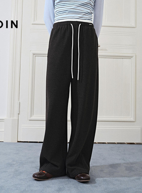 【商场同款】乐町抽绳裤腰针织长裤新款绒感宽松休闲裤C2GHG1236