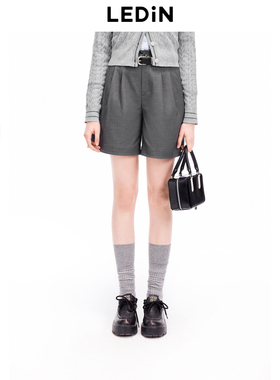 【商场同款】乐町双褶织带西装短裤2024年新款休闲裤子C2GCE3B01