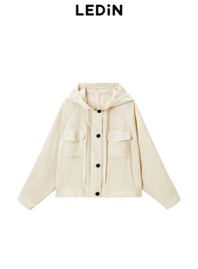 【商场同款】乐町2024秋季新款廓形短款时尚连帽外套C2BBE3135