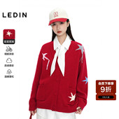 外套 春新本命年红色开衫 商场同款 乐町开星加马宽松阔形针织衫