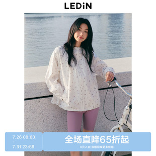 新款 乐町甜美少女图案印花连帽拉链外套2025春季 下摆抽绳设计夹克