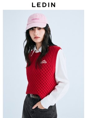 【商场同款】乐町菱格圆领线背心秋冬圣诞氛围感针织衫C2EFF1323*