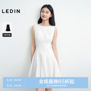 精致裙子 乐町简约无袖 连衣裙女2025年夏季 新款 防麻肌理感面料短款