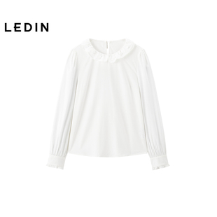 女冬双层娃娃领领精致上衣C1CDF4607 乐町可爱雪纺衫 商场同款