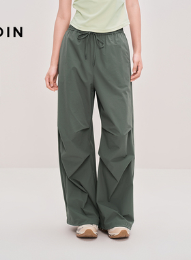 【商场同款】乐町25秋阔腿休闲长裤百搭阔型压褶工装裤C2GBF3125