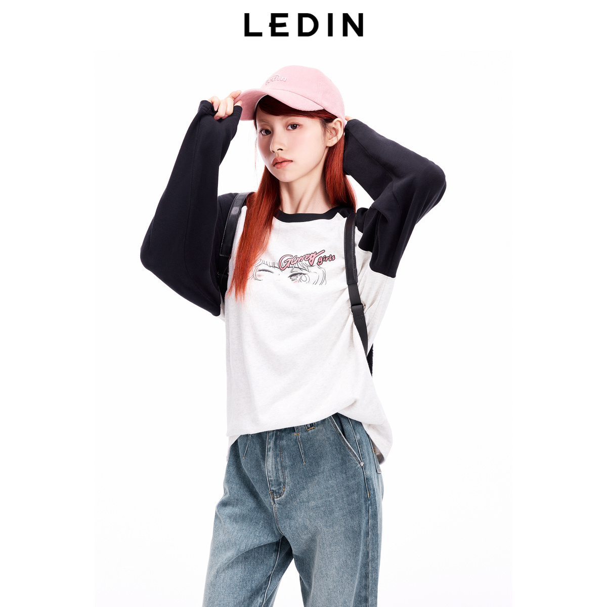 【商场同款】乐町冬季新款插肩宽松长袖T恤C2CPE4102