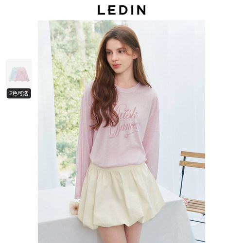 字母数码印花圆领宽松