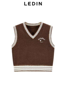 【商场同款】乐町V领撞边线背心冬针织毛衣马甲C2EFE4202