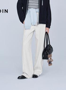 【商场同款】乐町白色香蕉裤秋冬新款宽松阔腿牛仔裤女C2HAF4261