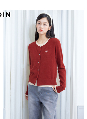 【商场同款】乐町假两件线套衫冬圣诞红色内搭针织毛衣C1EEE4312