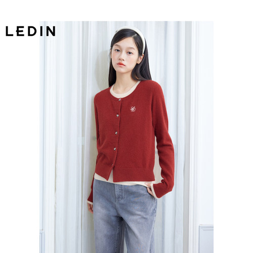 【商场同款】乐町假两件线套衫冬圣诞红色内搭针织毛衣C1EEE4312