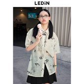 夏季 2024年新款 衬衣C2CAE2F19 满印衬衫 乐町新中式