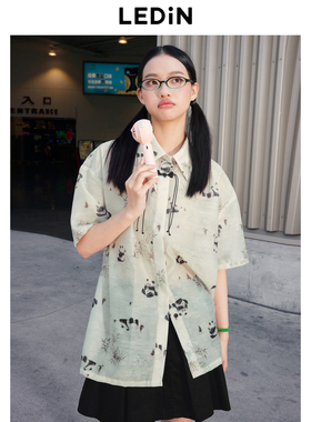 乐町新中式满印衬衫2024年新款夏季衬衣C2CAE2F19