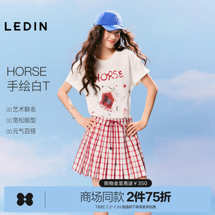 《不同的马》艺术联名系列乐町小马印花宽松T恤商场同款C2CNG2731