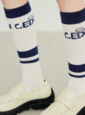 【tombonia联名】乐町商场同款条纹撞色透气及膝长筒袜C2YHF3318