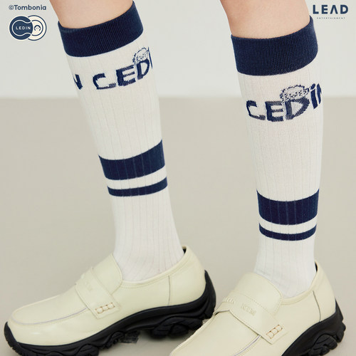 【tombonia联名】乐町商场同款条纹撞色透气及膝长筒袜C2YHF3318