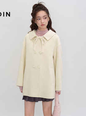 【商场同款】乐町100%羊毛大衣中长款女冬甜妹毛呢外套C1AAF4245