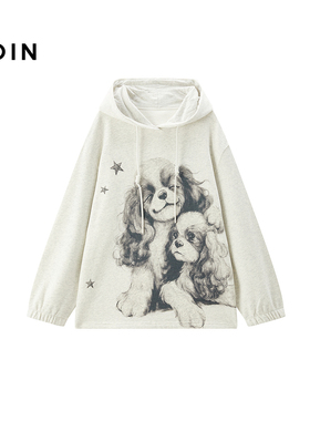 【商场同款】乐町宽松中长连帽卫衣女25冬新款保暖上衣C2CRF4347